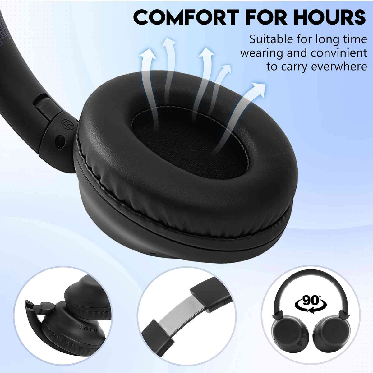 UrbanX Perfect Comfort 955  Overhead Wireless Bluetooth Headphones For Samsung Galaxy M01s Noise-Cancelling, with – Black