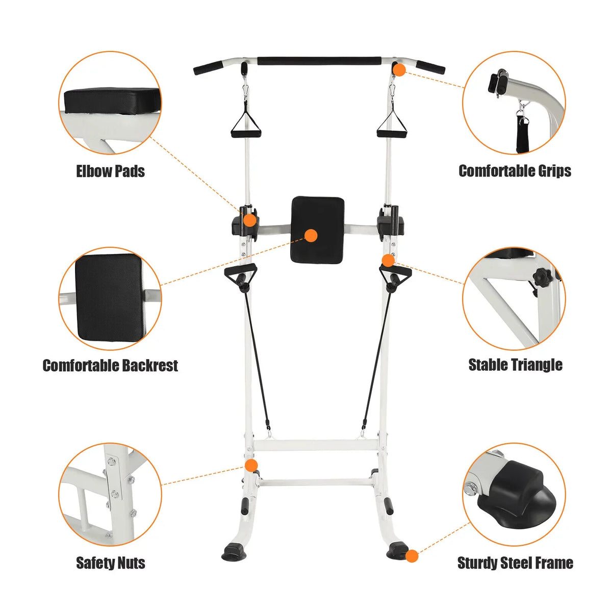Power Tower Home Gym Power Station Sit Ups and Pull-Up Bar Height Adjustable
