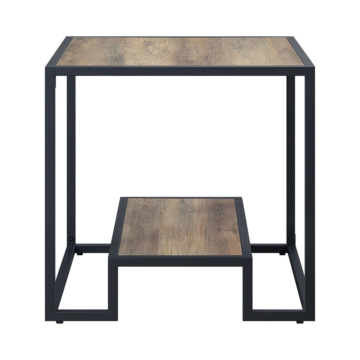 Idella End Table in Rustic Oak & Black Finish