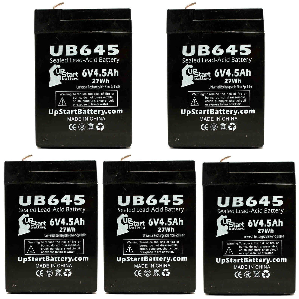 5x Pack - Compatible Tripp Lite  850 Battery - Replacement  Universal Sealed Lead Acid Battery (6V, 4.5Ah, 4500mAh,  Terminal, , ) - Includes 10  to  Terminal Adapters
