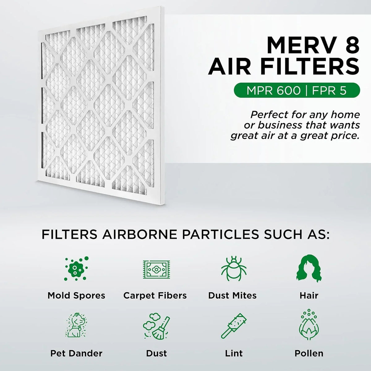 18X25x2  8 Pleated  Furne Air Filters. Case Of 12. Ext Size: 17-1/2  24-1/2  1-3/4