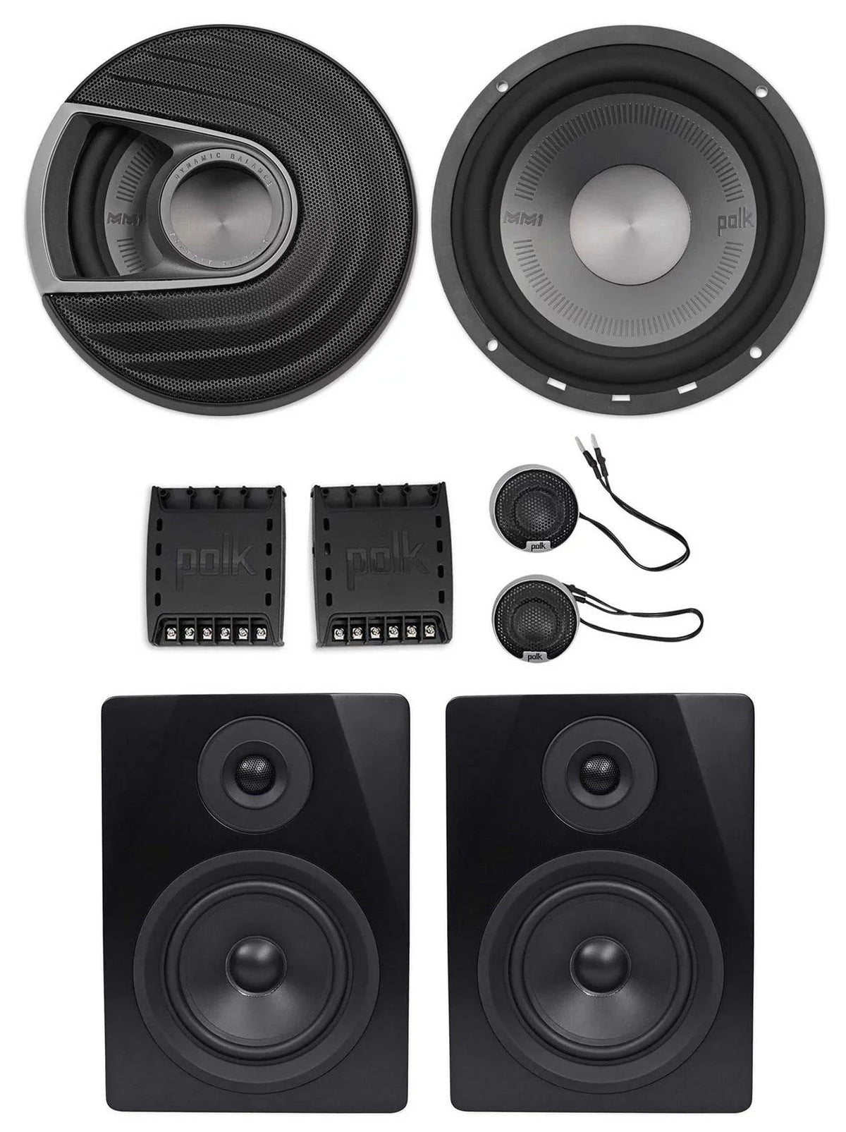 Polk Audio  6.5” 750w Component Car Speakers+Free Powered Monitor Speakers