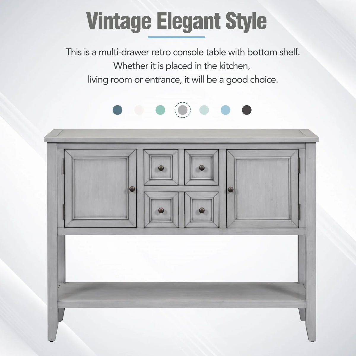 Cambridge Series Ample Storage Vintage Console Table with Four Small Drawers and Bottom Shelf for Living Rooms  Entrances and Kitchens (Espresso     )
