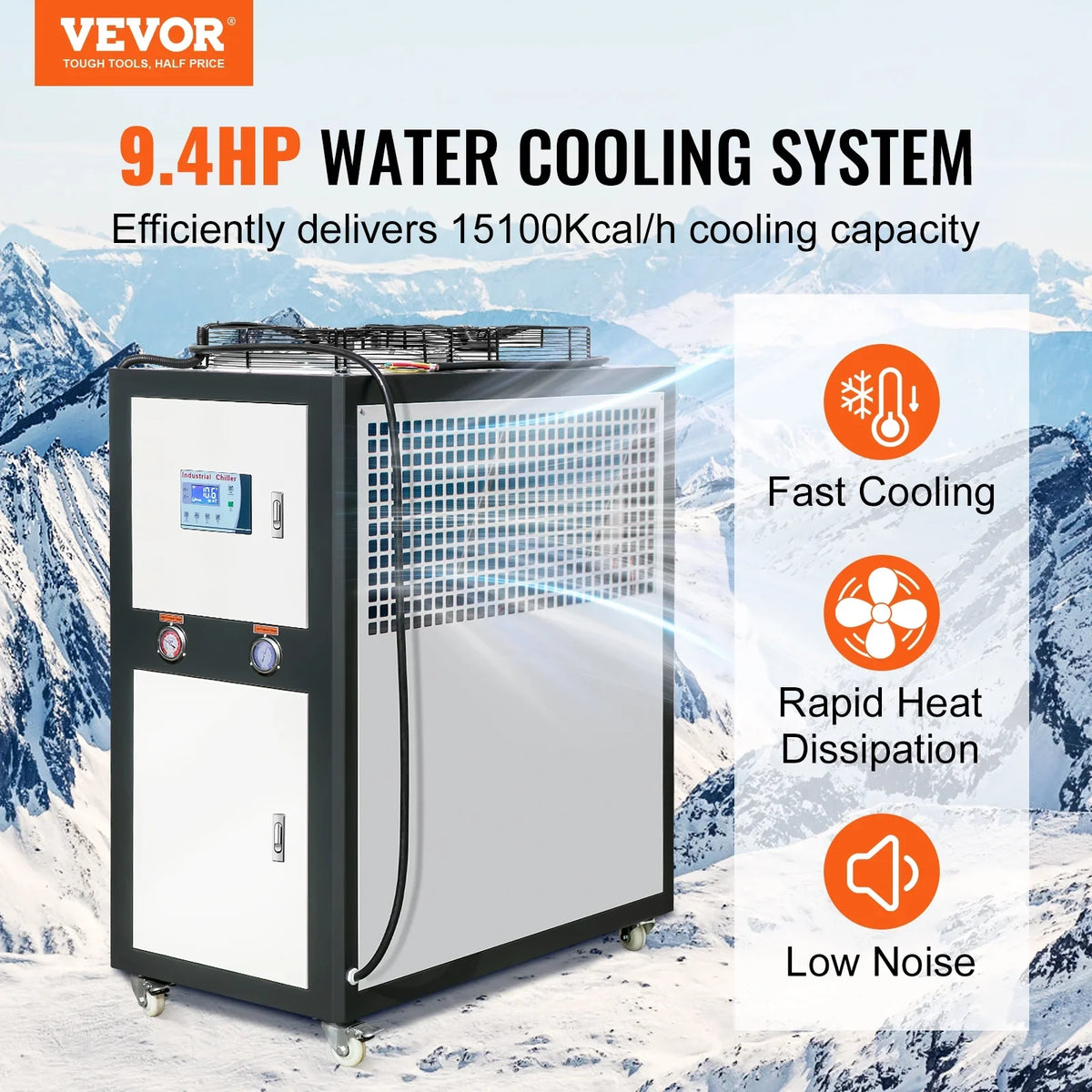 Air-cooled Industrial Water Chiller 9.4HP 16 Gal 60L for Cooling Water