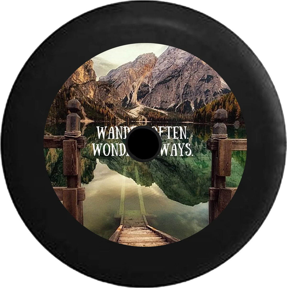2018 2019 Wrangler  Backup Camera Wander Often Wonder Always Beach Lake Dock Moutains Quote Spare Tire Cover for Jeep  32 Inch