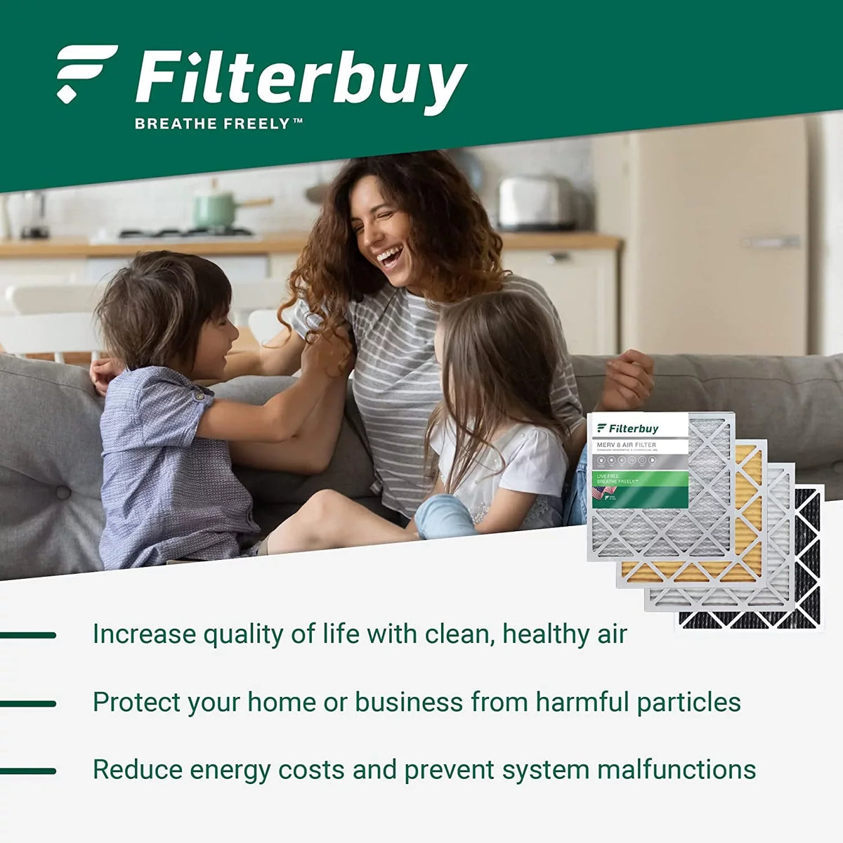 Filterbuy 14x18x1  11 Pleated   Furnace Air Filters (3-Pack)