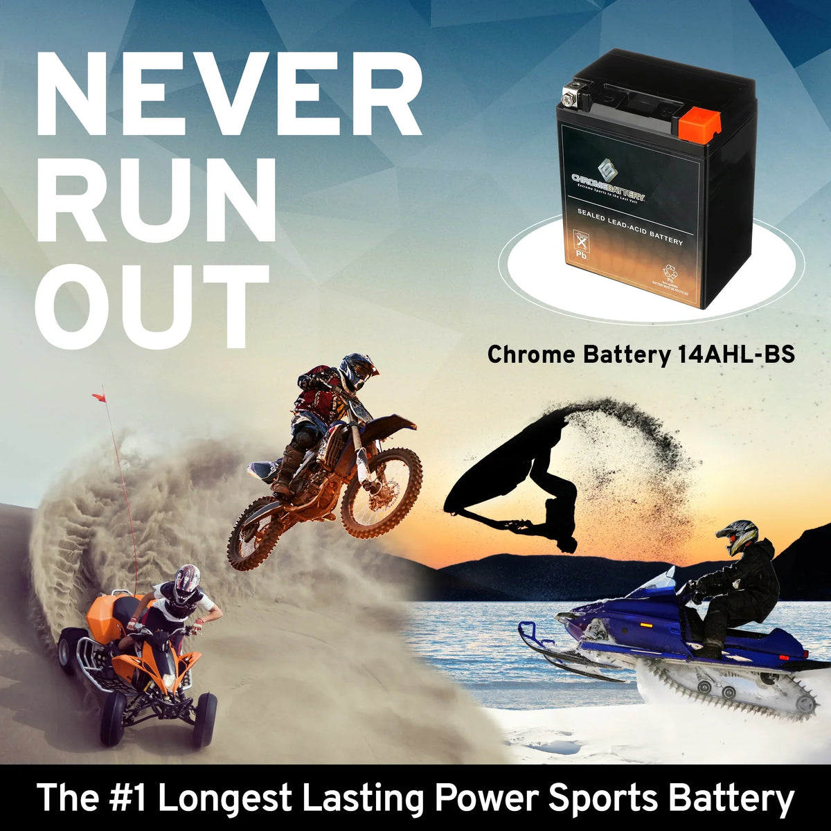 Chrome Battery - (14AHL- 12 Volt,12 Ah, 210 ) Motorcycle Battery for Suzuki 750cc Gsx-r750 1988
