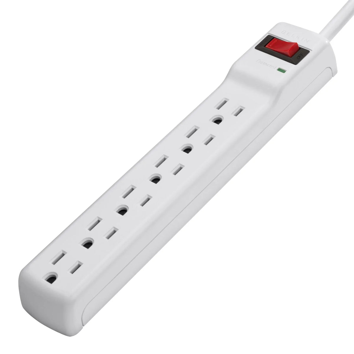 Belkin Power Strip Surge Protector - 6  Multiple Outlets, 2 ft Long Heavy Duty Metal Extension Cord for Home, Office, Travel, Computer Desktop & Phone Charging Brick - 200 Joules, White (2 Pack)